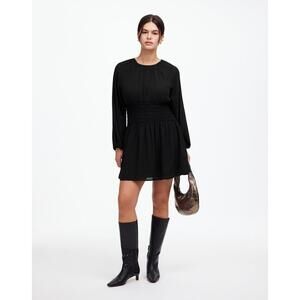 NWT Madewell Bubble-Sleeve Smocked Mini‎ Dress - MSRP $148 - Size XXS